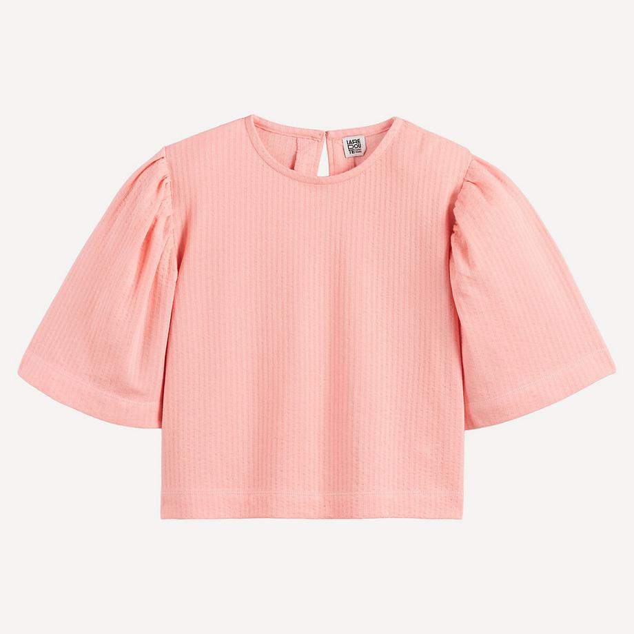 La Redoute Collections  T-Shirt mit Rundhalsausschnitt in Blusenoptik 