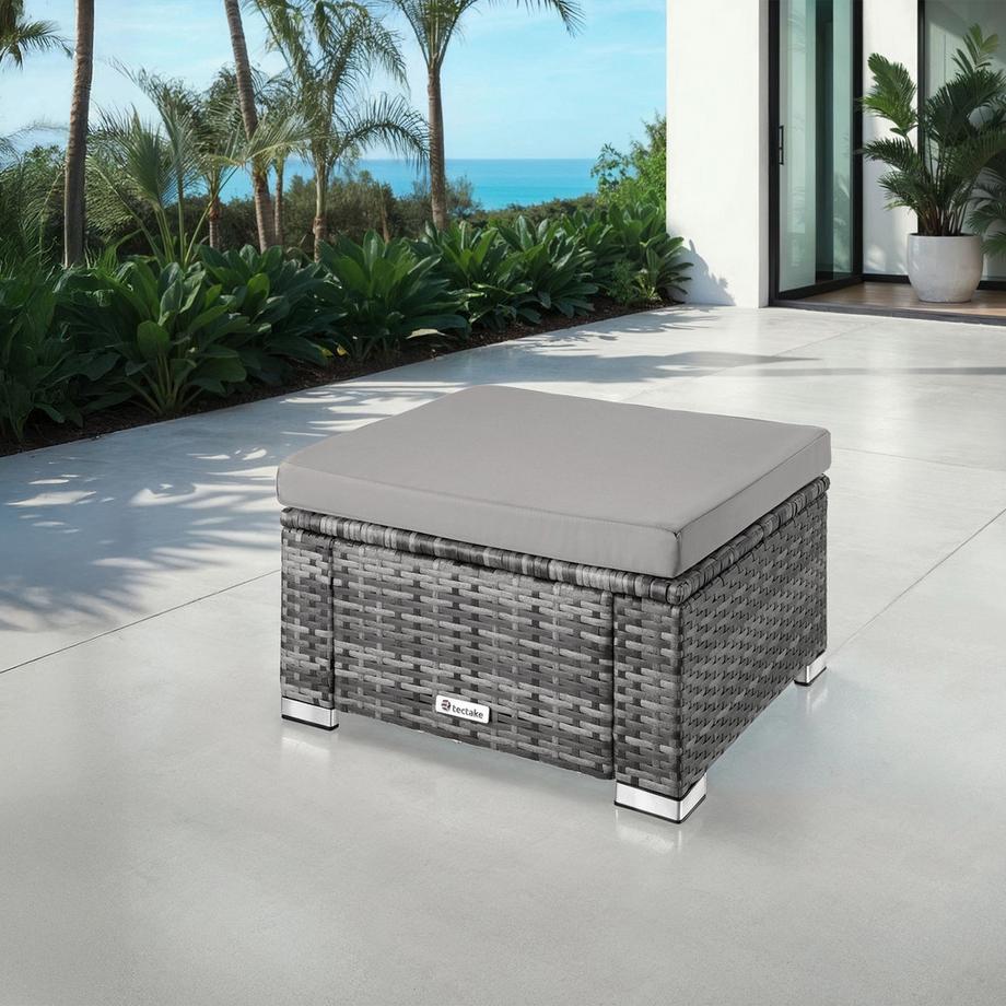 Tectake Pouf en rotin BITONTO robuste  