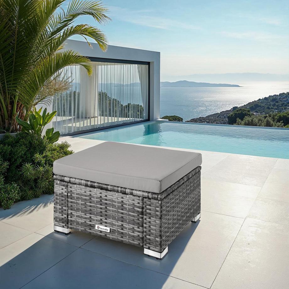 Tectake Pouf en rotin BITONTO robuste  