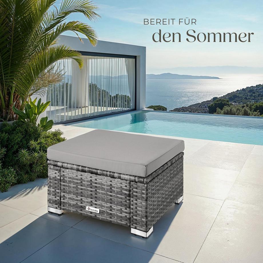 Tectake Pouf en rotin BITONTO robuste  