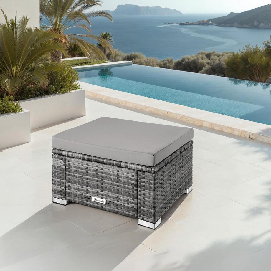 Tectake Pouf en rotin BITONTO robuste  