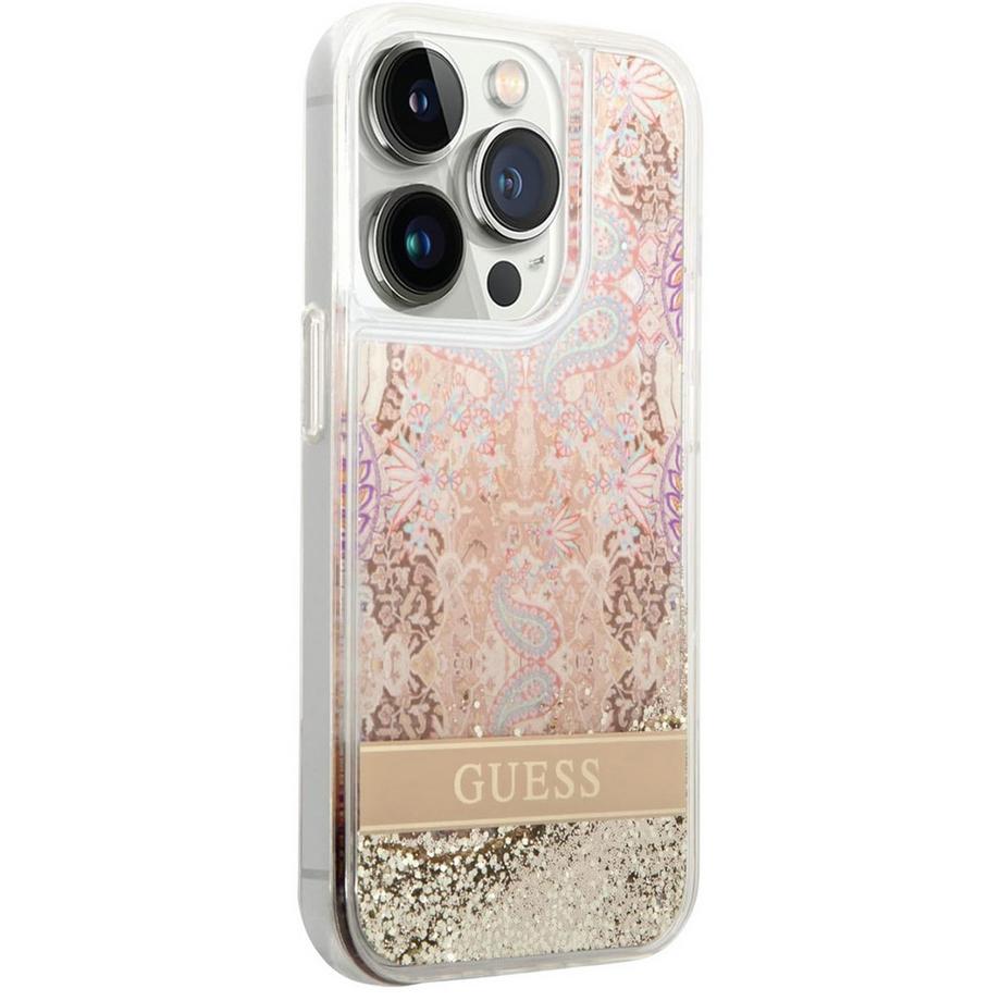 GUESS  Coque iPhone 14 Pro Max Flowers Glitter 
