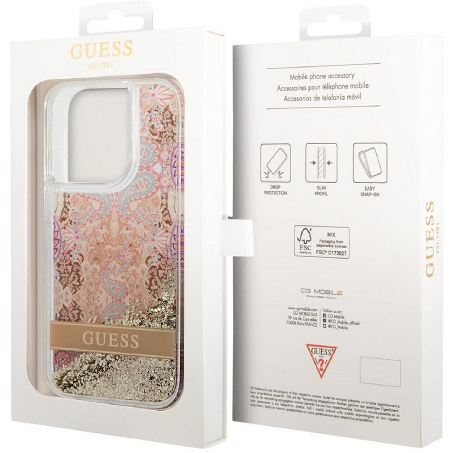 GUESS  Coque iPhone 14 Pro Max Flowers Glitter 
