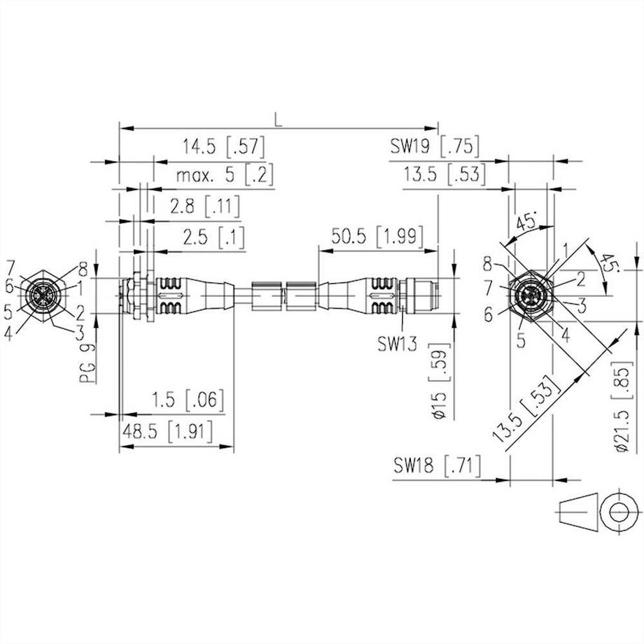 METZ CONNECT  M12 Industrial Ethernet Leitung, X-kodiert, 10.0 m, M12 Stecker gerade - M12 Buchse gerade, PUR 