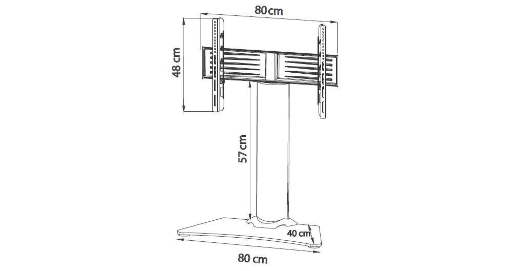 VCM Universal TV VESA Stand Rehaussement en aluminium Support de télévision en verre WindoxaMaxi  