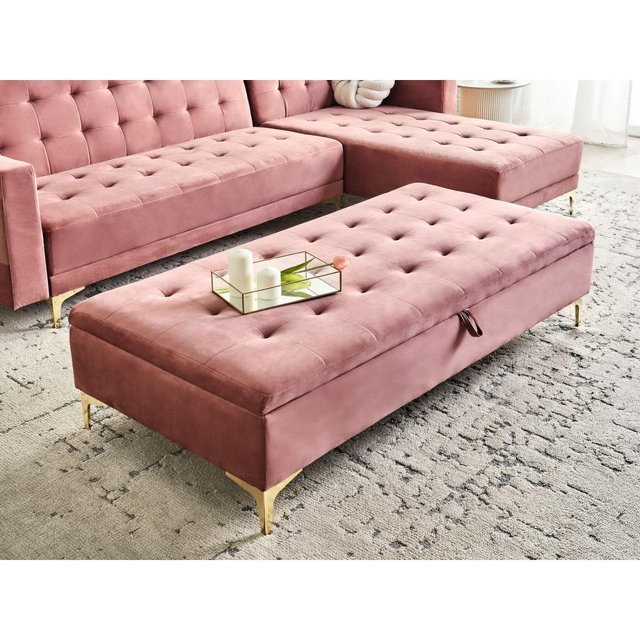 Beliani Pouf de rangement en Velours Moderne ABERDEEN  