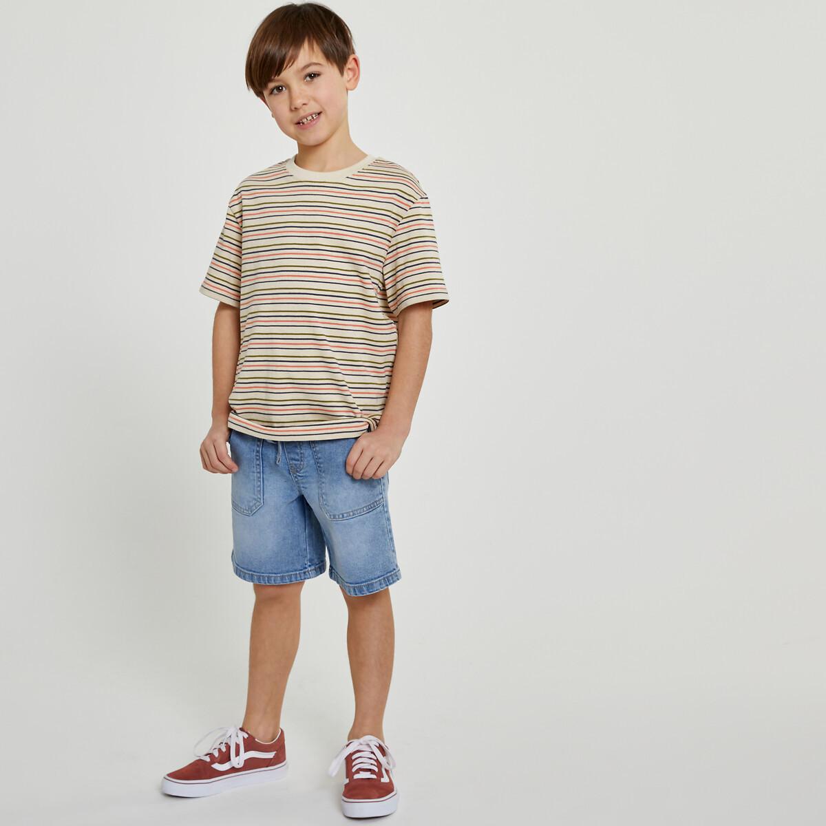 Image of Gestreiftes T-shirt Jungen Weiss Bedruckt 5-6A