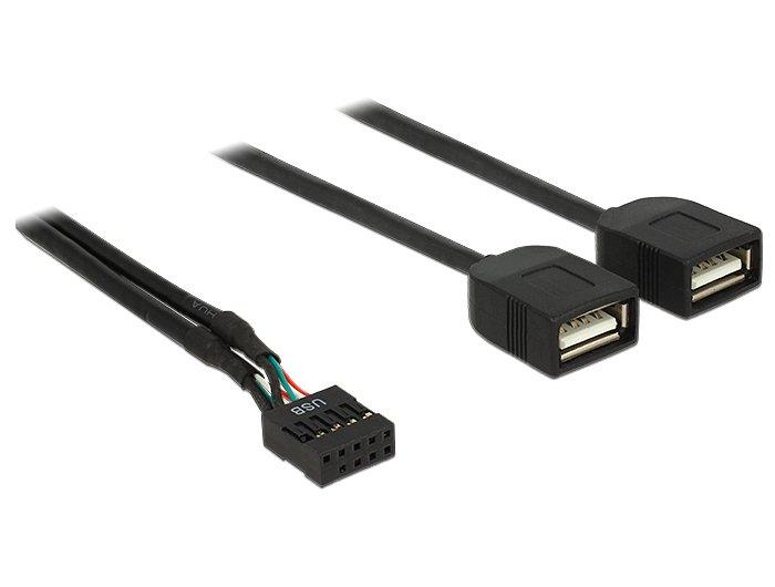 DeLock  83823 USB Kabel 0,4 m USB 2.0 2 x USB A Schwarz 