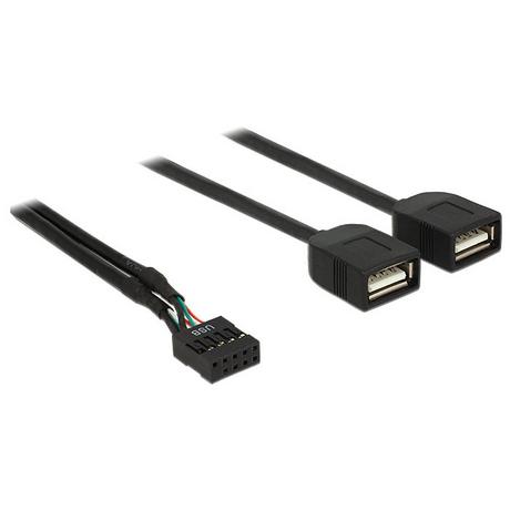 DeLock  83823 USB Kabel 0,4 m USB 2.0 2 x USB A Schwarz 