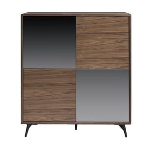 ANGEL CERDA Credenza in legno di noce e ante in vetro nero a specchio  