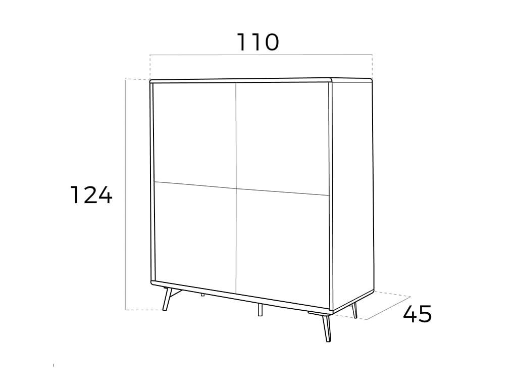 ANGEL CERDA Credenza in legno di noce e ante in vetro nero a specchio  