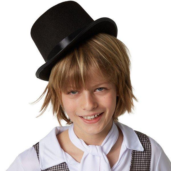 Tectake  Chapeau haut-de-forme noir classique pour enfants 