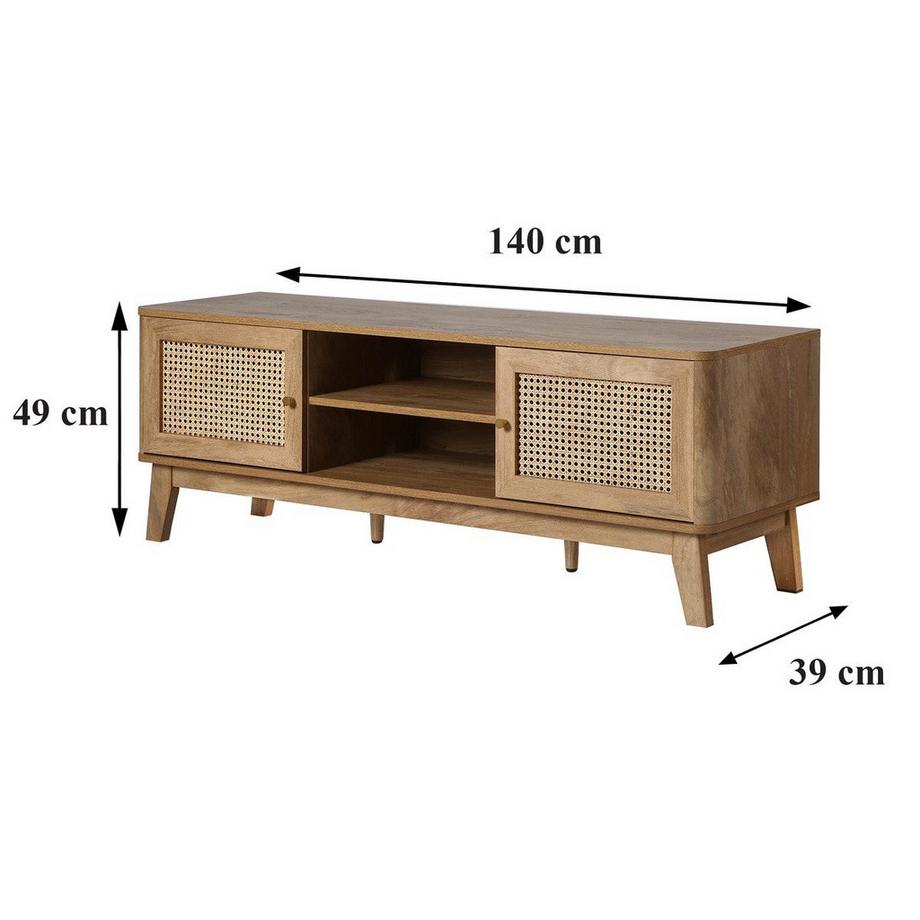 Calicosy Porta TV in rattan a 2 ante L140 cm - PALMO  