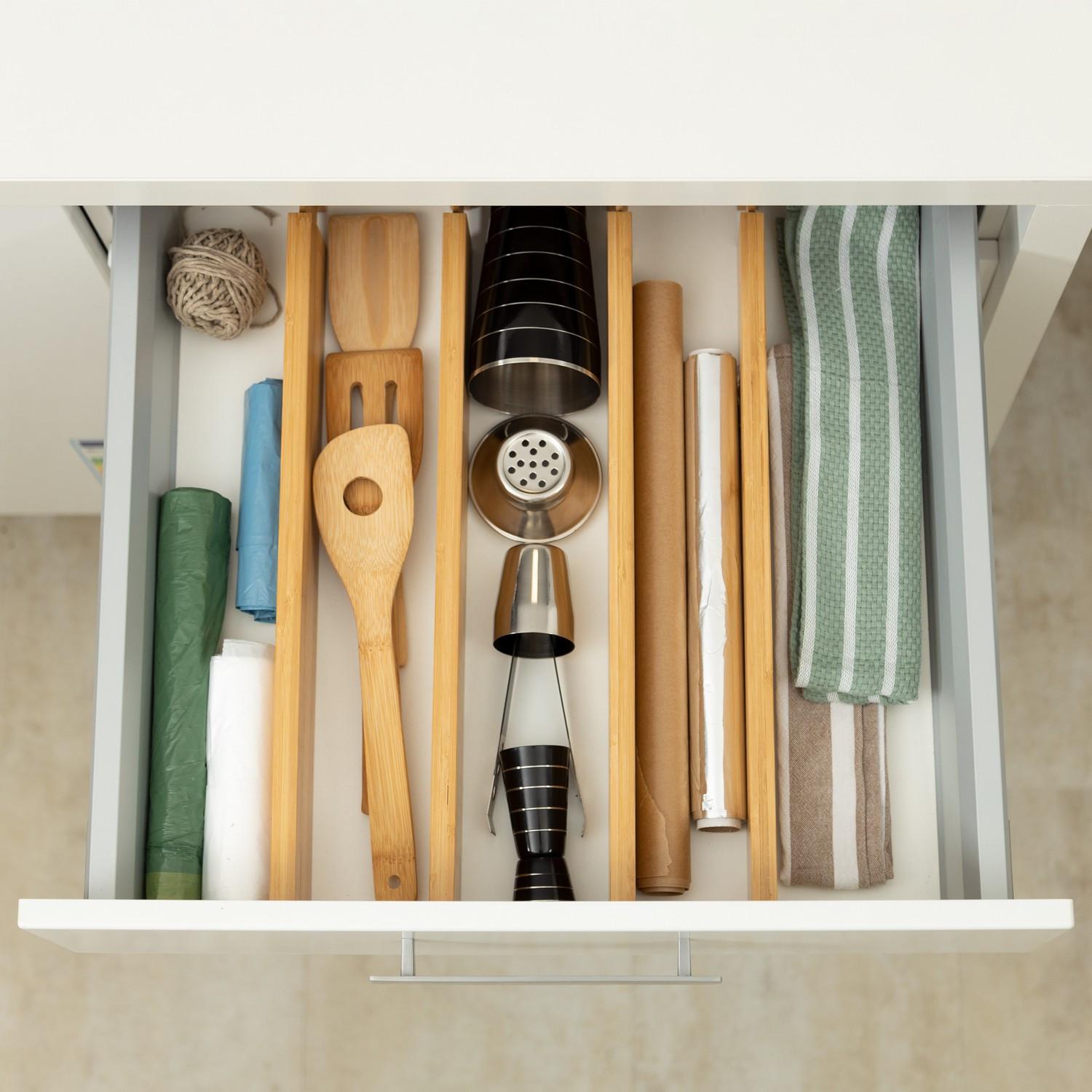 B2X Séparateurs de tiroirs en bambou - lot de 4  