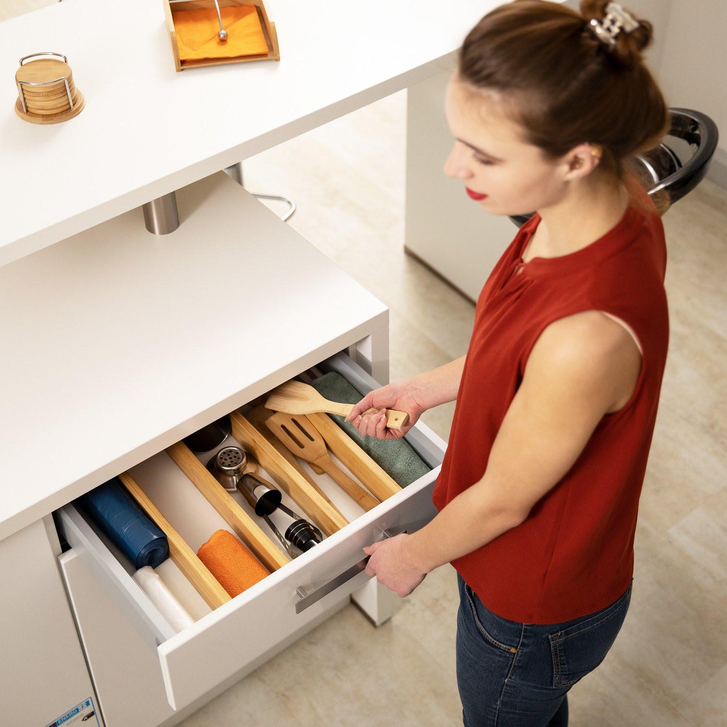 B2X Séparateurs de tiroirs en bambou - lot de 4  