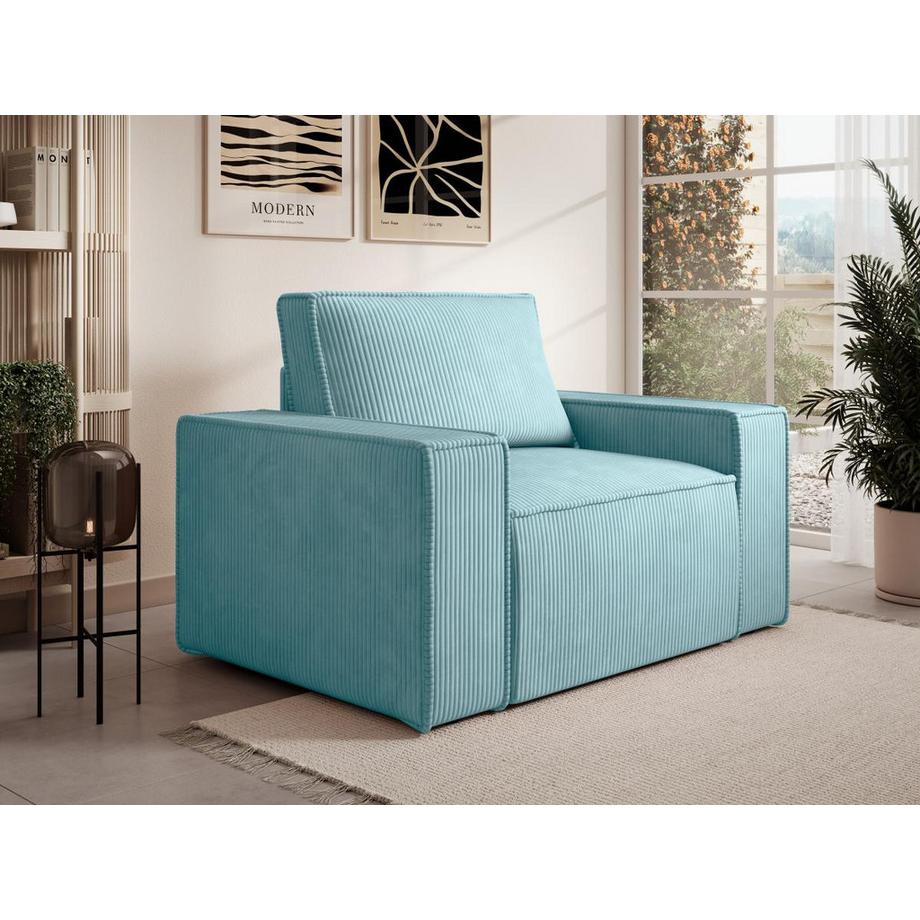 PASCAL MORABITO Sessel - Cord - Türkisblau - AMELIA  