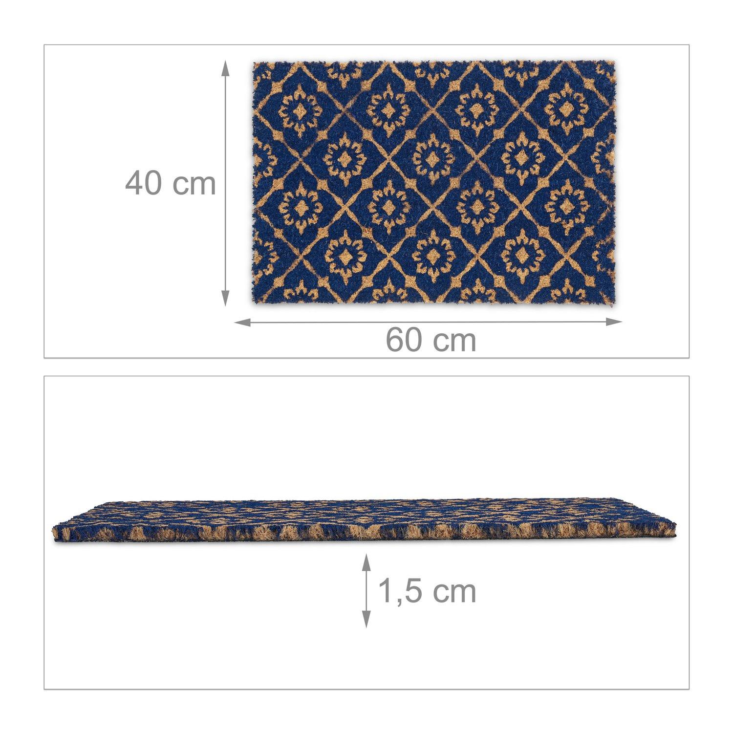 Northio Fußmatte aus Kokosfaser mit Blumenmuster  