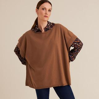 La Redoute Collections  Feinstrick-Poncho mit rundem Ausschnitt 