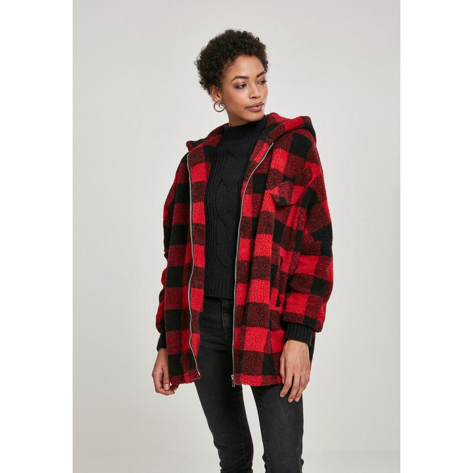 damen urban claic karo-parka mit kapuze