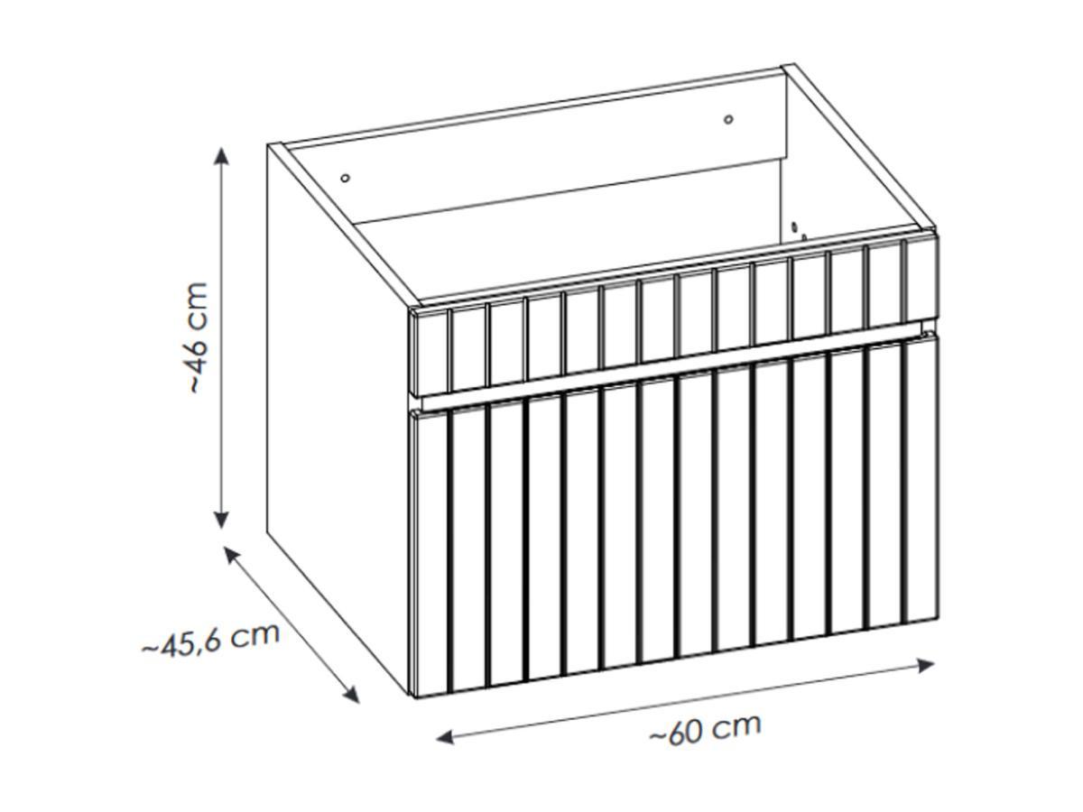 Vente-unique Mobile sotto lavabo sospeso scanalato 60 cm Rosa - SATARA  