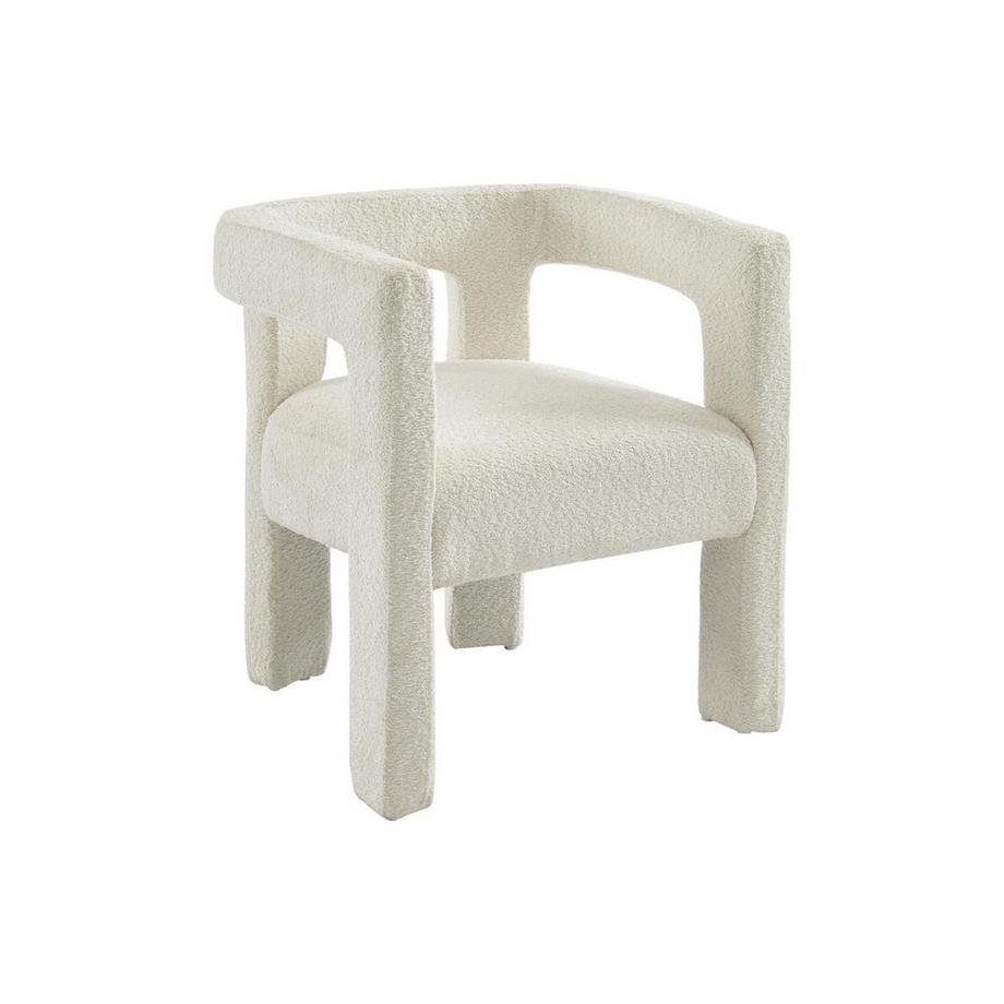 PASCAL MORABITO Chaise avec accoudoirs en tissu bouclette et métal - Blanc - SOFANA de Pascal MORABITO  
