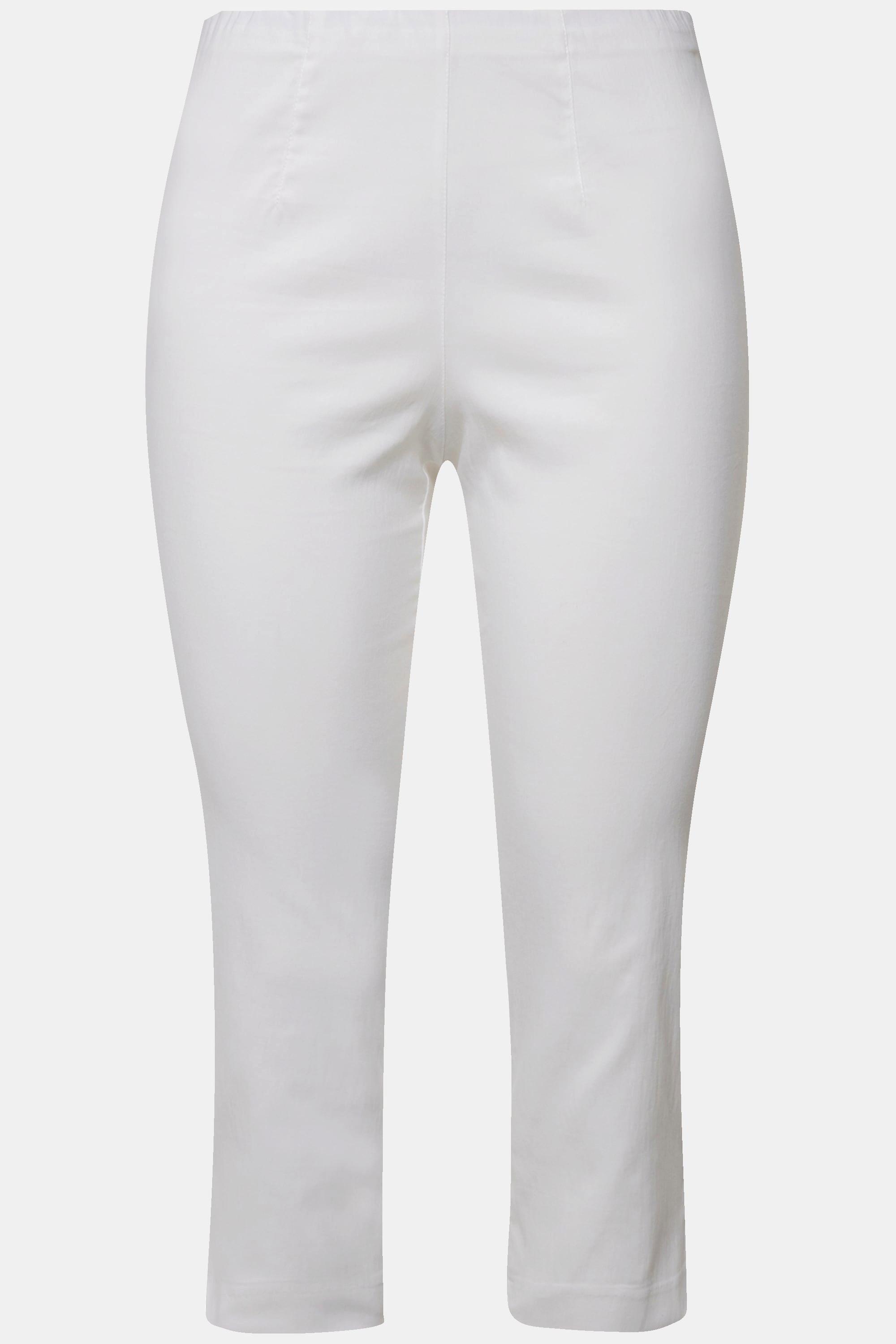 Ulla Popken  Pantalon en bengaline stretch, longueur 3/4 et taille élastique 