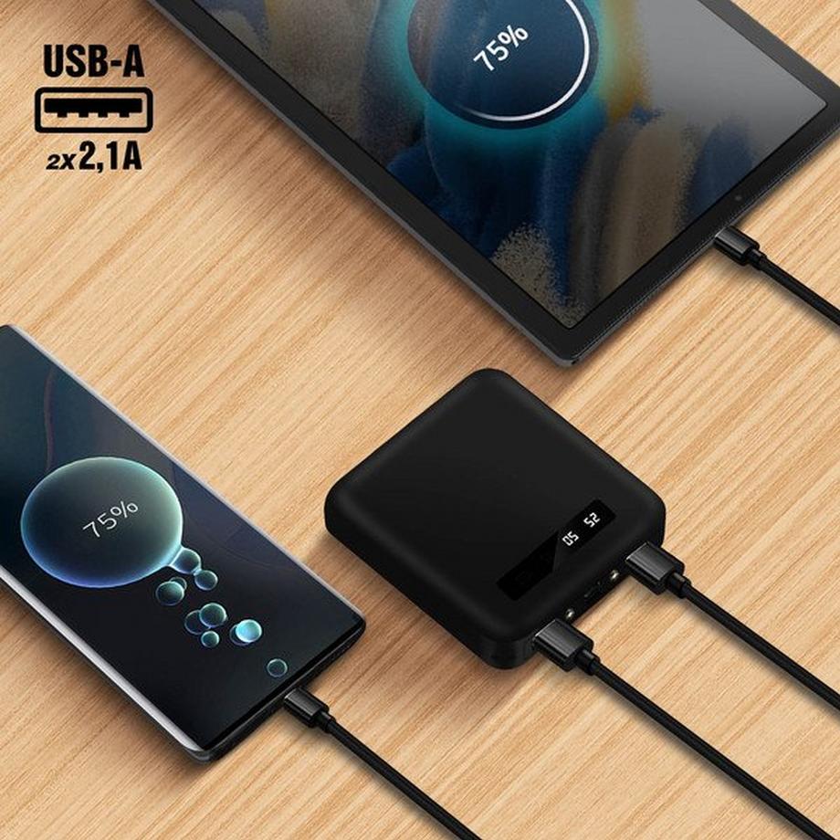 Akashi  Powerbank mit Kabel, Akashi Schwarz 