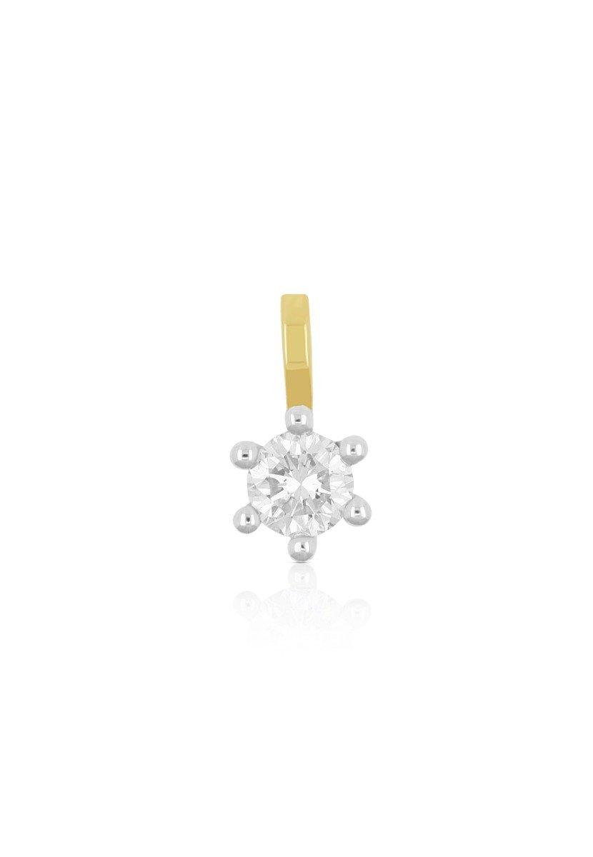 MUAU Schmuck  Solitär Anhänger 6-Griff-Fassung Gelbgold 750 Diamant 0.25ct. Fassung Weissgold 750, 9x7mm 