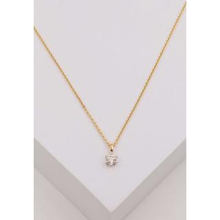 MUAU Schmuck  Solitär Anhänger 6-Griff-Fassung Gelbgold 750 Diamant 0.25ct. Fassung Weissgold 750, 9x7mm 