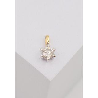 MUAU Schmuck  Solitär Anhänger 6-Griff-Fassung Gelbgold 750 Diamant 0.25ct. Fassung Weissgold 750, 9x7mm 