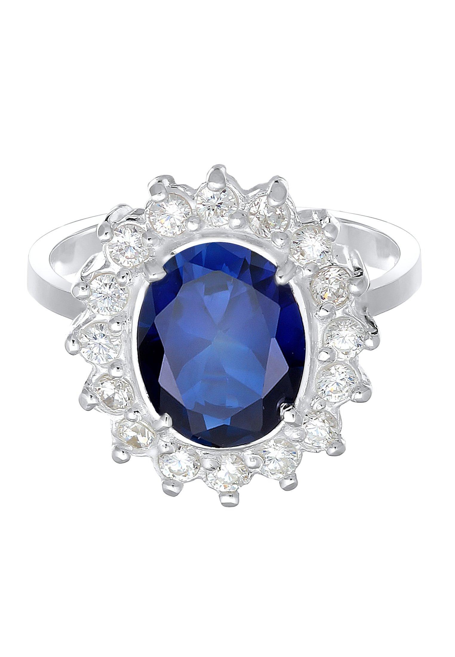 Elli  Bague Cocktail Royal Saphir Synthétique Et Zirconium 