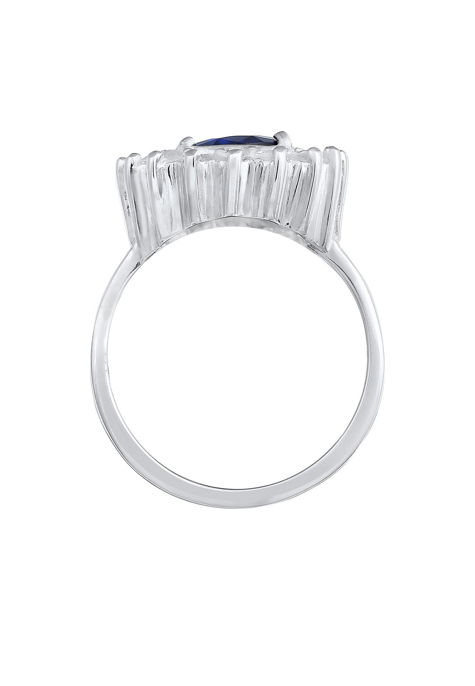 Elli  Bague Cocktail Royal Saphir Synthétique Et Zirconium 