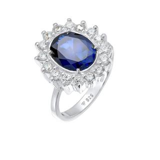 Elli  Bague Cocktail Royal Saphir Synthétique Et Zirconium 