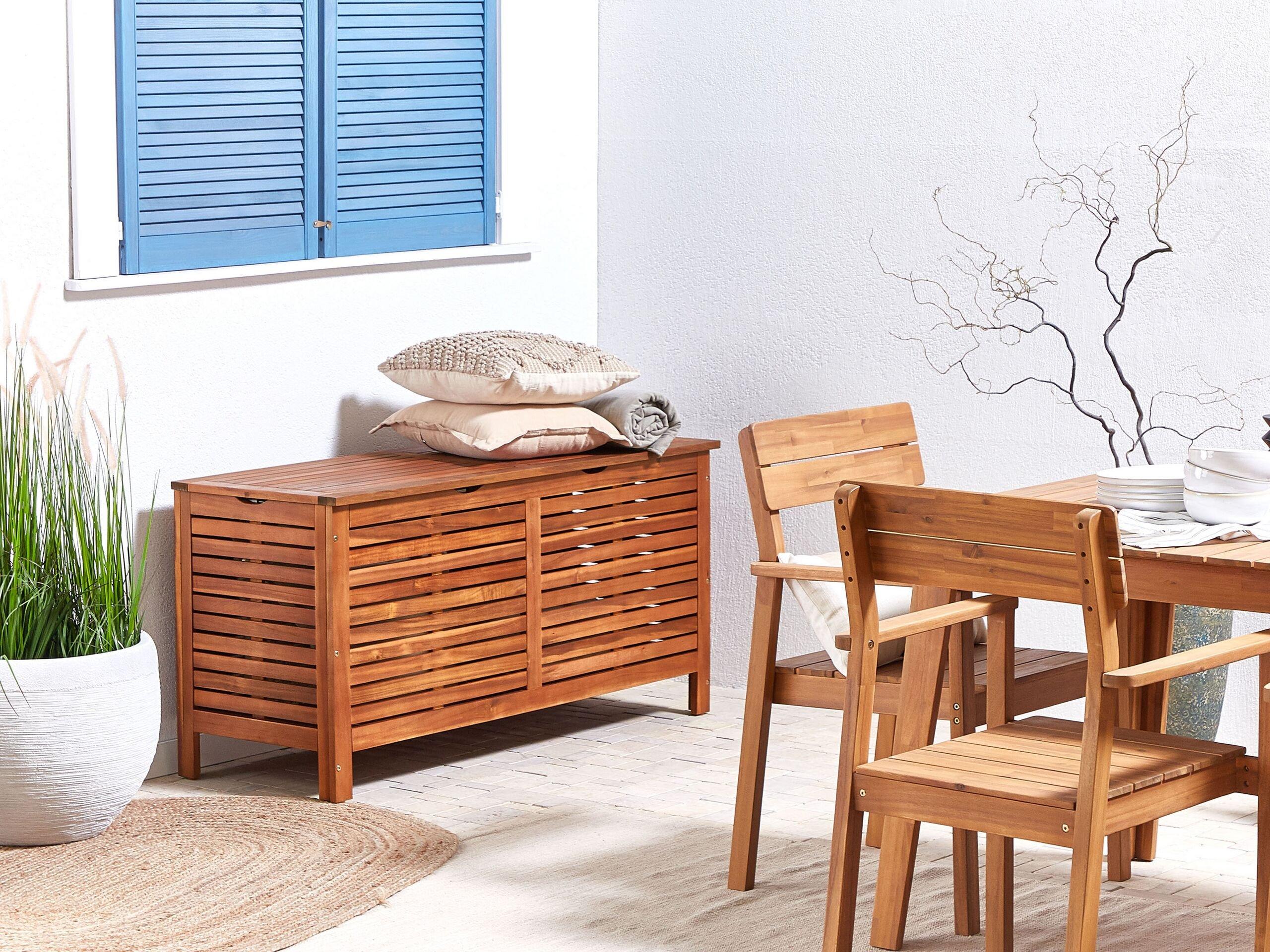 Beliani Coffre de rangement en Acacia Scandinave RIVIERA  