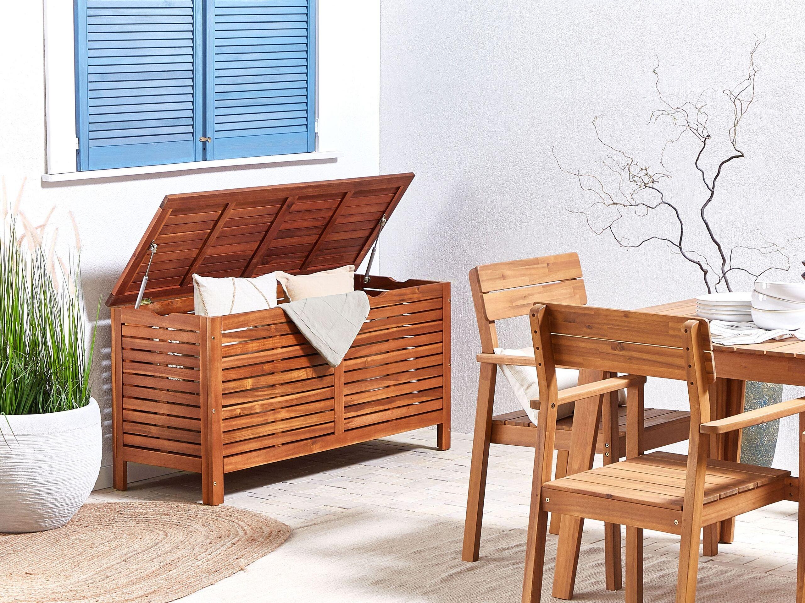 Beliani Coffre de rangement en Acacia Scandinave RIVIERA  