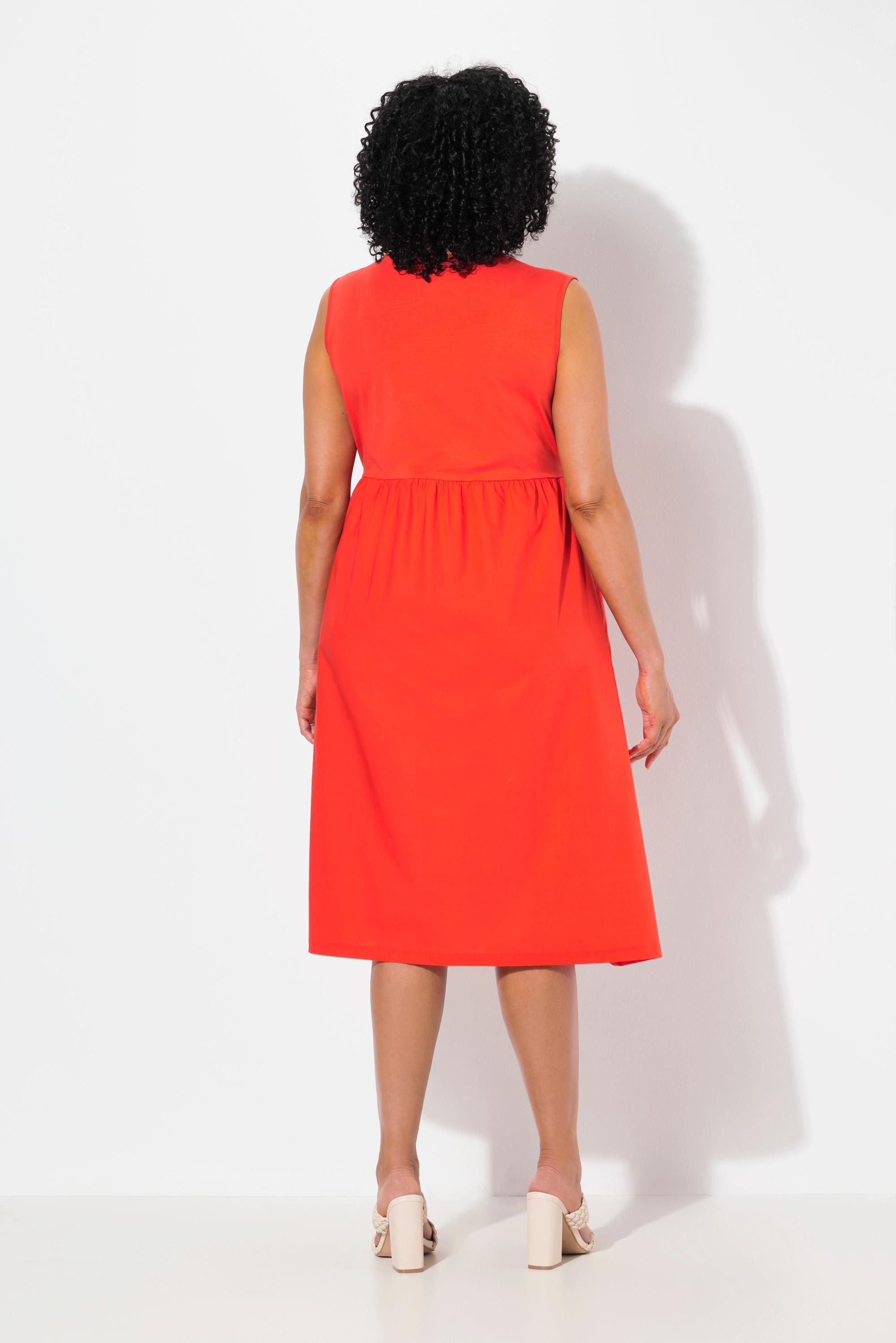 Ulla Popken Abito Senza Maniche Girocollo Taglio Svasato Materiali Misti  