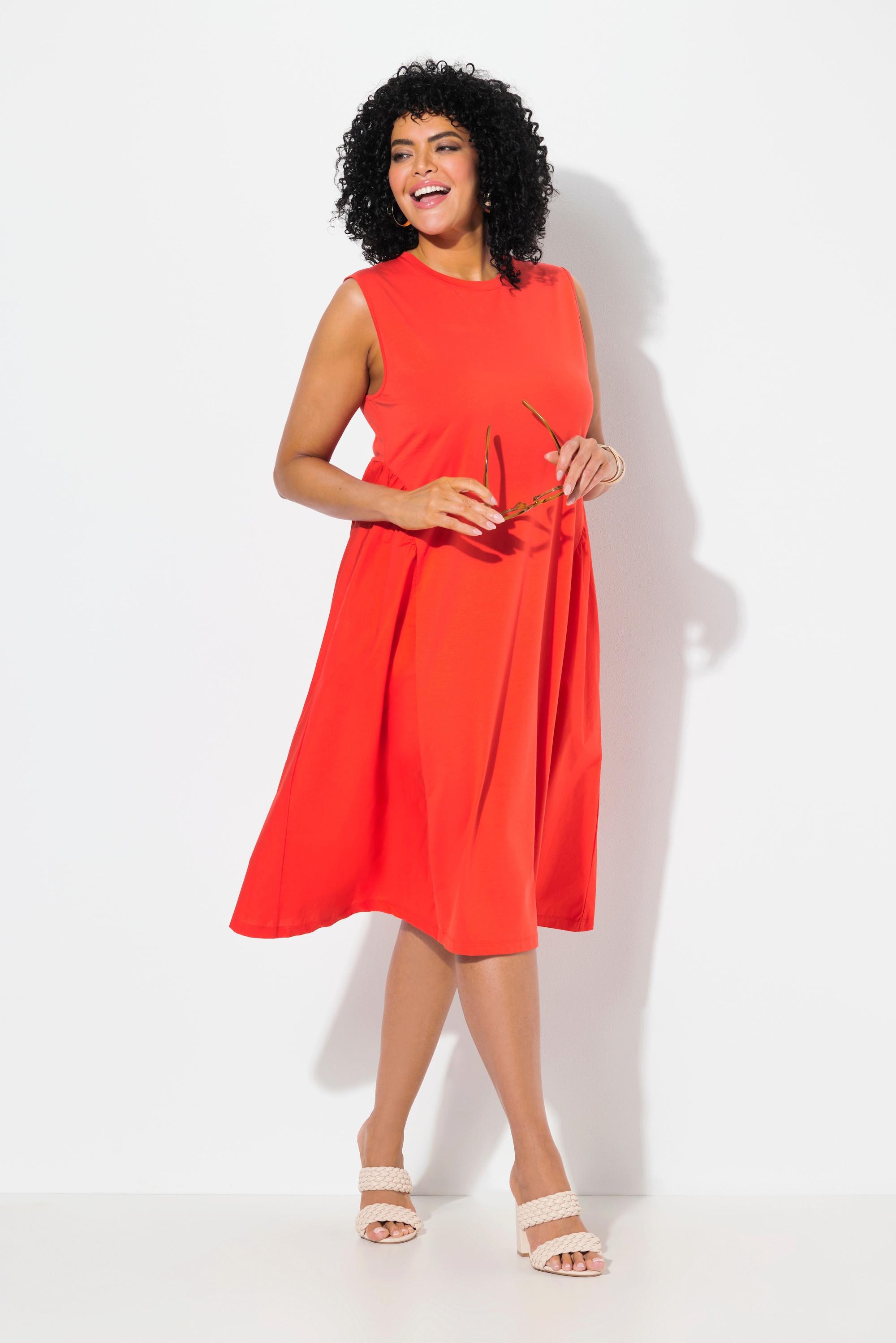 Ulla Popken Abito Senza Maniche Girocollo Taglio Svasato Materiali Misti  