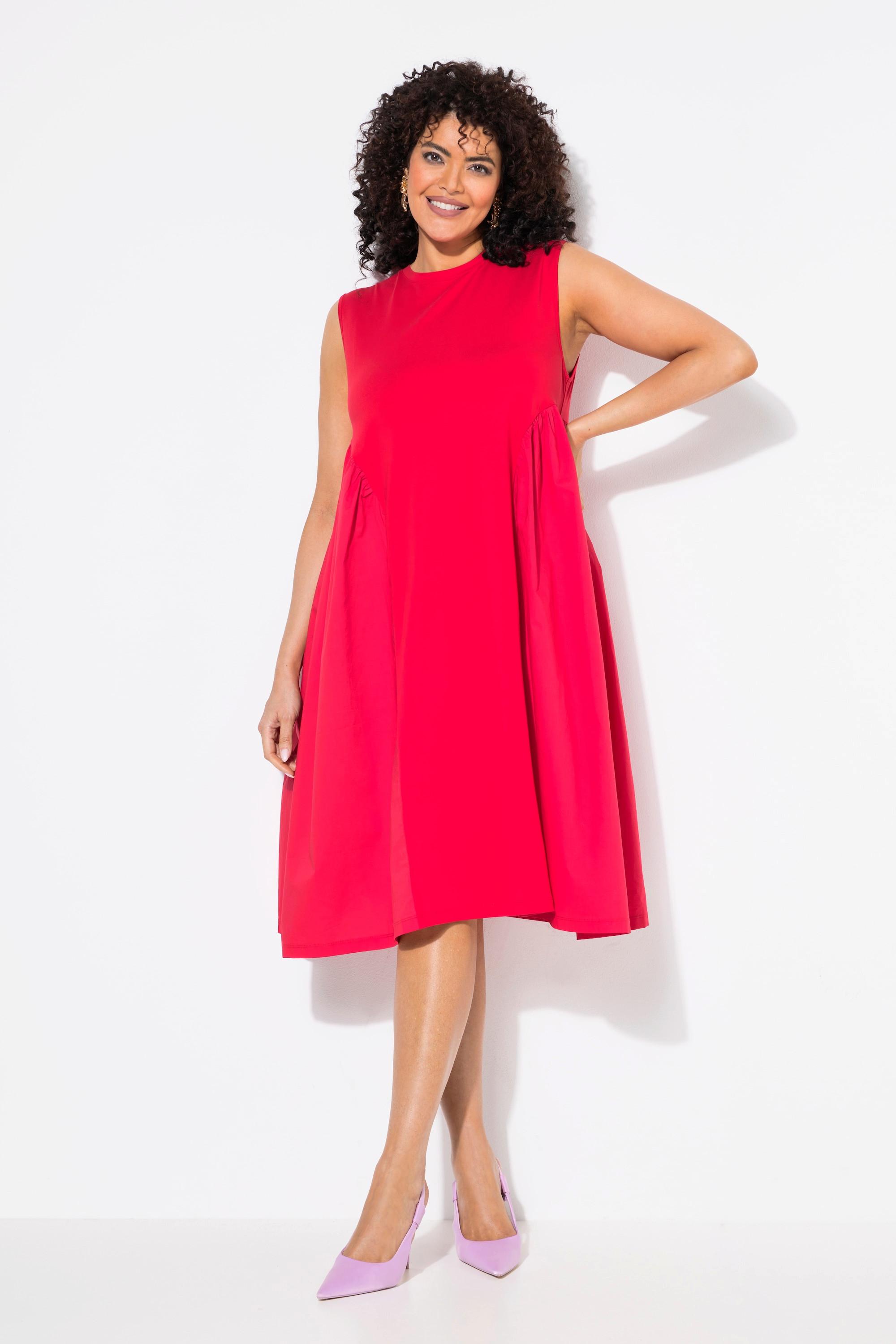 Ulla Popken Abito Senza Maniche Girocollo Taglio Svasato Materiali Misti  