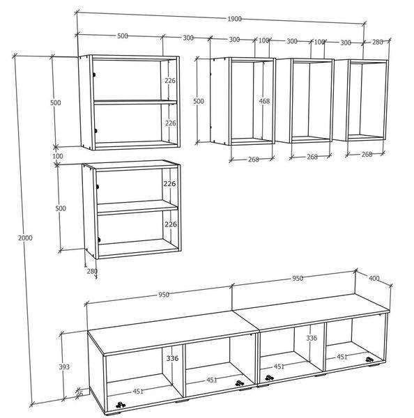 VCM TV Lowboard Fernsehschrank Schrankwand Wohnzimmer Anbauwand Wohnwand Arila L  