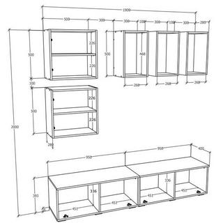 VCM TV Lowboard Fernsehschrank Schrankwand Wohnzimmer Anbauwand Wohnwand Arila L  