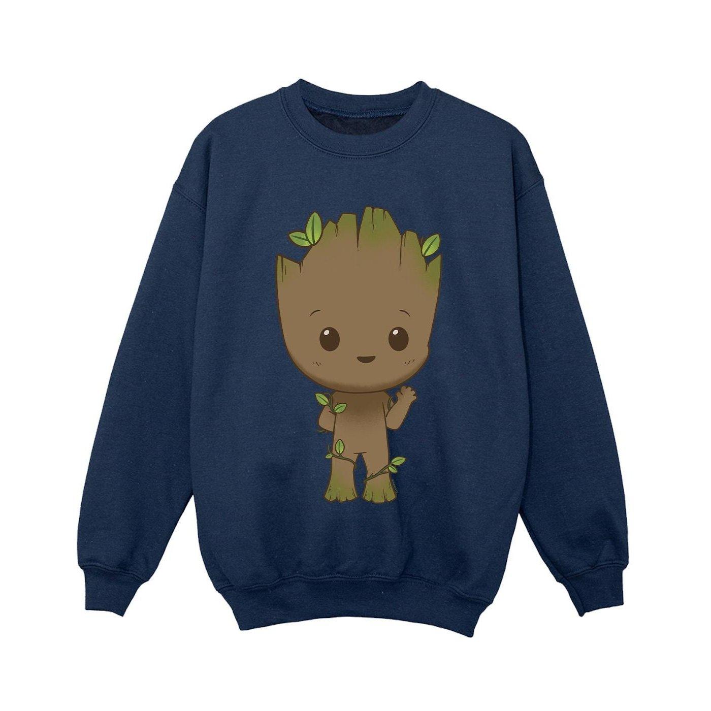 Image of I Am Groot Chibi Wave Pose Sweatshirt Unisex Marine 152-158