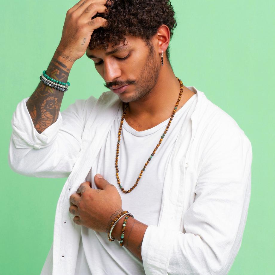 Balibay  Devin  Armband mit matten Tigeraugen Steine 