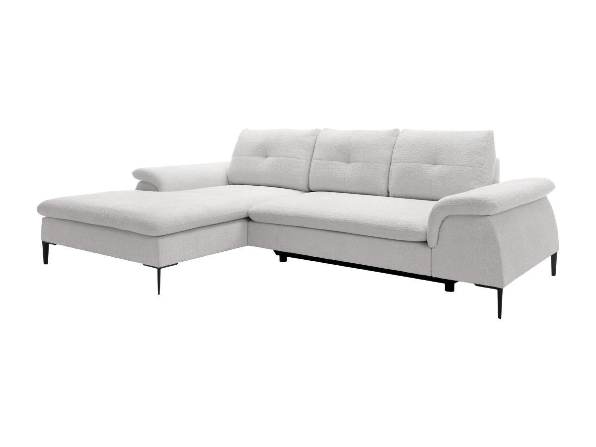 Image of Ecksofa mit Schlaffunktion - Ecke links - Bouclé-Stoff - Weiß - JOLESA Ecksofa mit Schlaffunktion - Ecke links - Bouclé-Stoff - Weiß - JOLESA