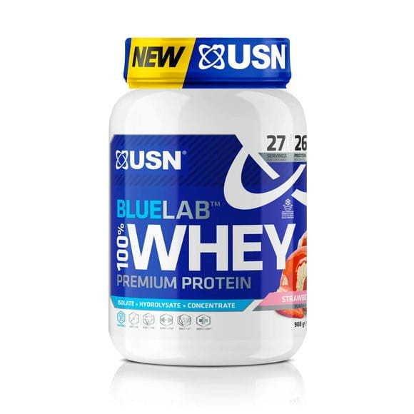 Image of Ultimate Sports Nutrition Blue Lab 100% Whey Protein Strawberry 908g - 908 g