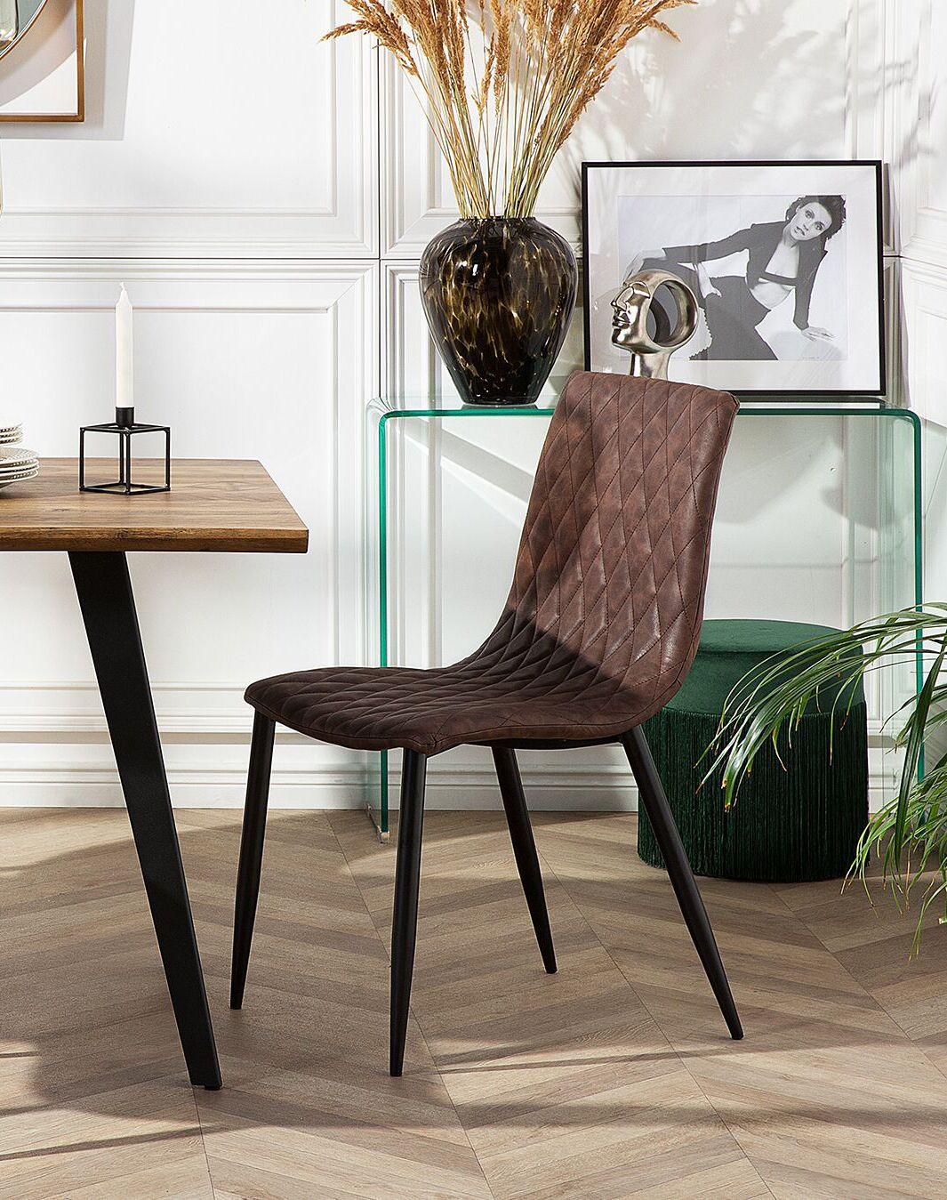 Beliani Chaise de salle à manger en Cuir PU Glamour MONTANA  