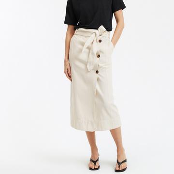 Midirock mit Wickeloptik aus Baumwoll-Twill