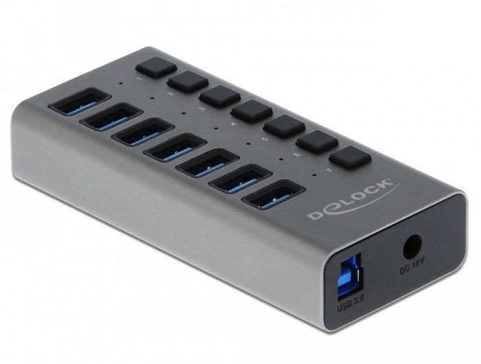 DeLock  63669 Schnittstellen-Hub USB 3.2 Gen 1 (3.1 Gen 1) Type-B 5000 Mbit/s Grau 