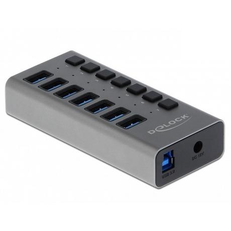 DeLock  63669 Schnittstellen-Hub USB 3.2 Gen 1 (3.1 Gen 1) Type-B 5000 Mbit/s Grau 