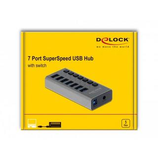 DeLock  Hub USB 5 Gbps esterno con 7 porte + Switch 