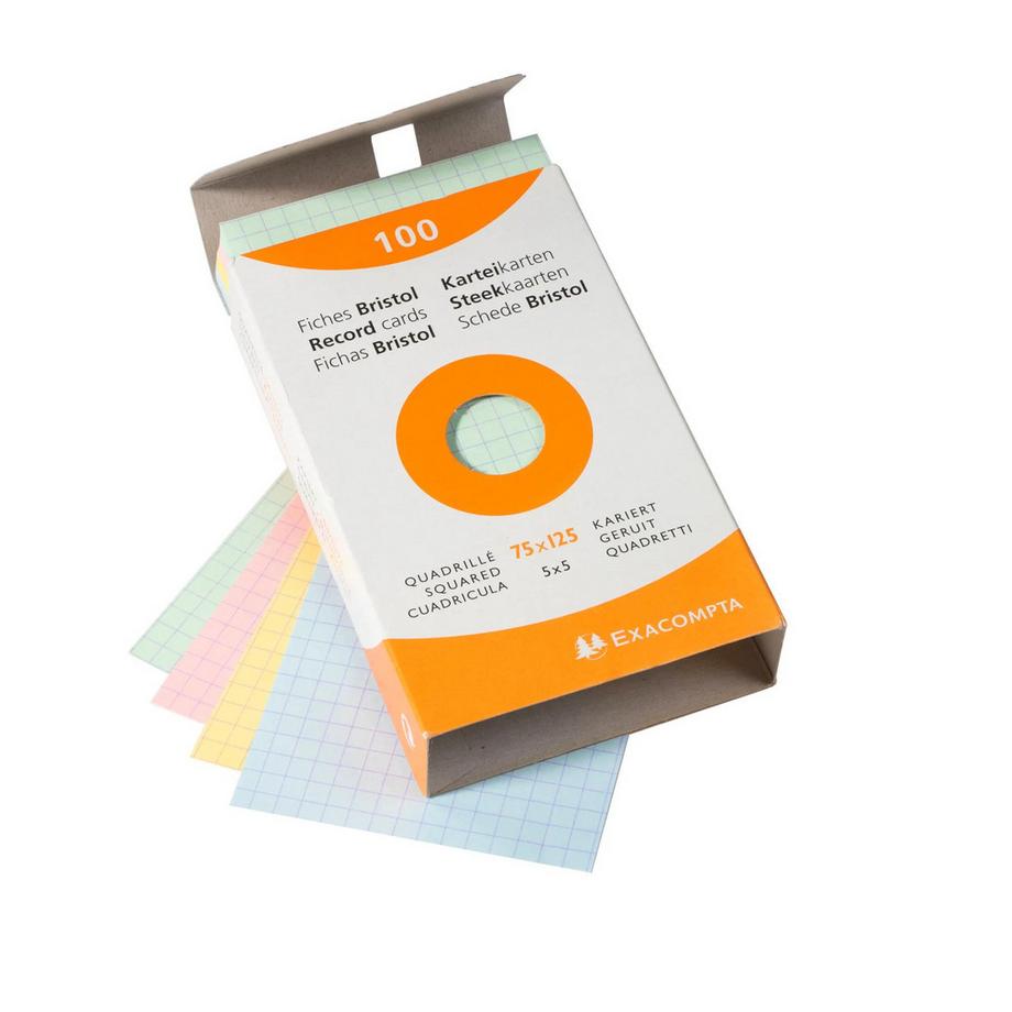 Exacompta Confezione 100 cartoncini bristol a quadretti non perforati 75x125mm - x 10  